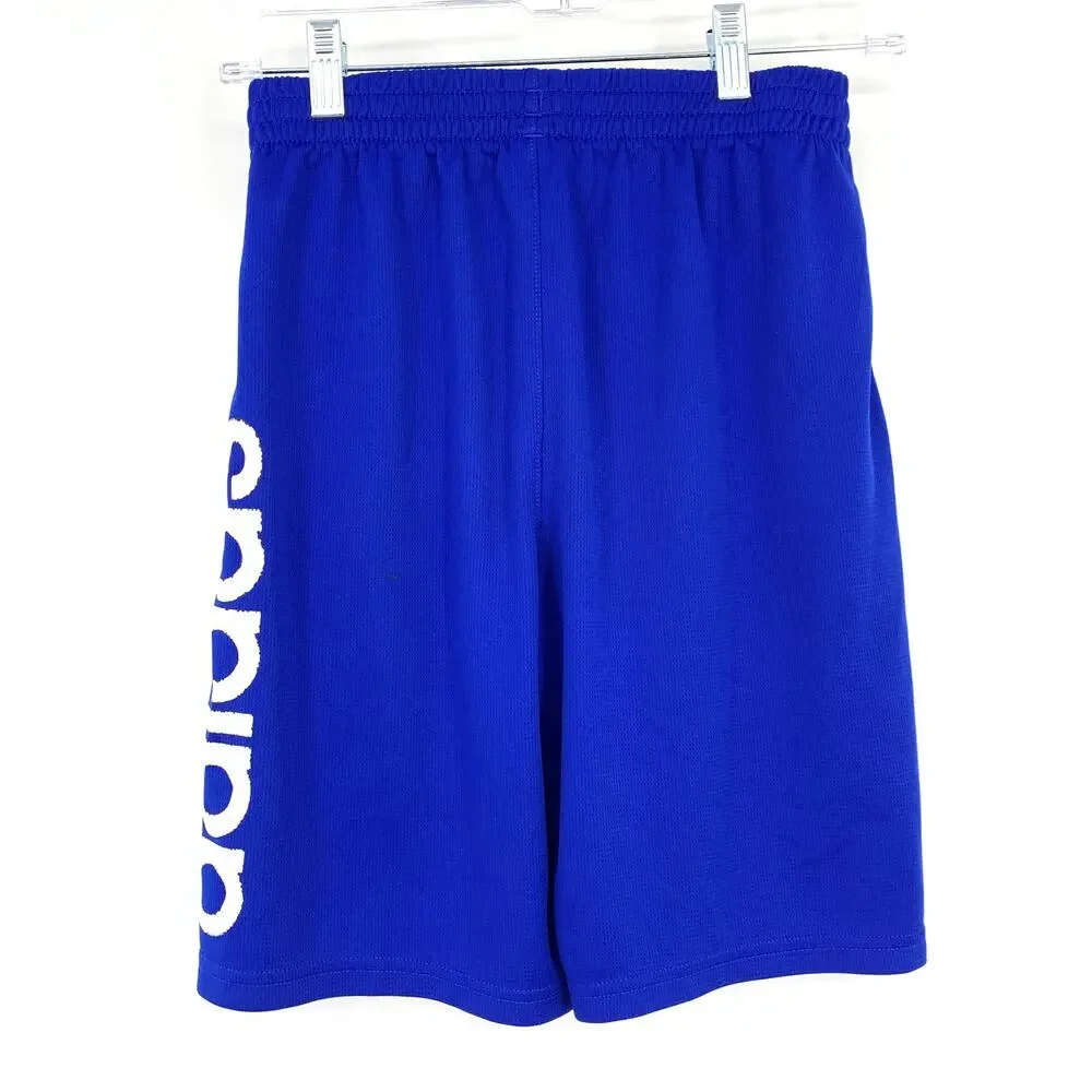 Adidas Basketball Shorts Boys Size Large Blue White Logo - Picture 2 of 8